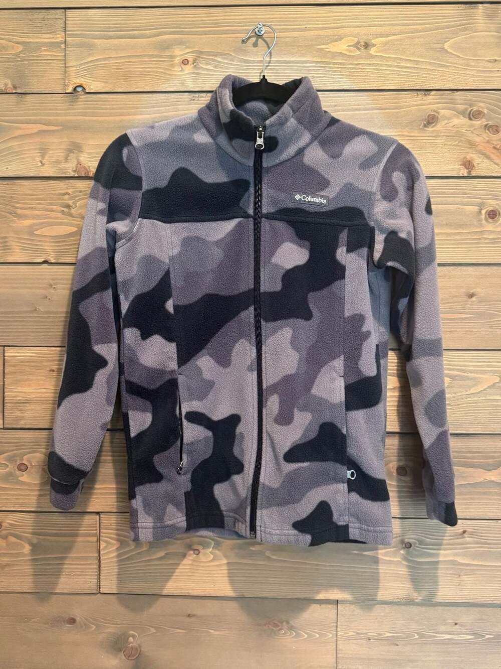 Columbia Sportswear kids Full Zip Fleece Jacket Gray Camo Size M